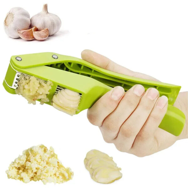 2 in 1 multifunctional garlic press for pressing mash garlic and sliced garlic,vegetable squeezer for home cooking masher tool