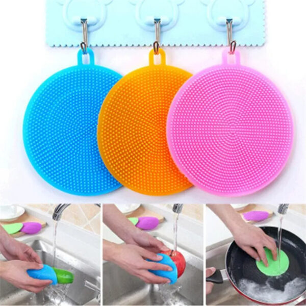 6Pcs Silicone Cleaning Brushes Soft Silicone Scouring Pad Washing Sponge Dish Bowl Pot Cleaner Washing Tool Kitchen Accessories