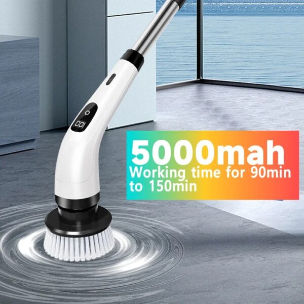 Electric Spin Scrubber USB Rechargeable Wireless Electric Cleaning Brush with 5PCS Brush Head Bathroom Kitchen Dishwashing Brush