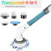Electric Spin Scrubber USB Rechargeable Wireless Electric Cleaning Brush with 5PCS Brush Head Bathroom Kitchen Dishwashing Brush